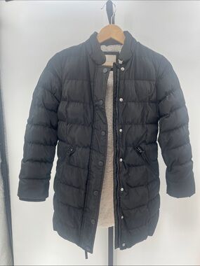 Copper Key Black Quilted Puffer Coat with Sherpa Lining
